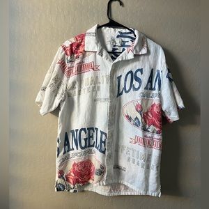 Abercrombie and Fitch Summer Linen Blend Lis Angeles Button Down Shirt, Men’s S